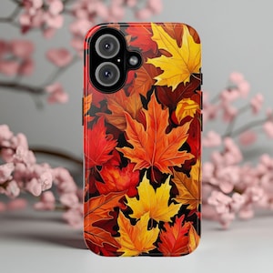 Fall Leaves Phone Case Botanical Tough Phone Case For iPhone 16 15 14 13 12 Samsung Galaxy S25 Google Pixel 9 Autumn Leaves phone