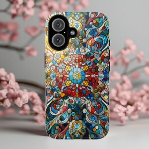 Colorful Mandala Mosaic Phone Case Boho Art Phone Cover Vibrant Pattern Case for iPhone & Samsung  Spiritual Geometric Design