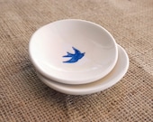 Blue Bird Porcelain Dish Set, Mrs Peterson Pottery