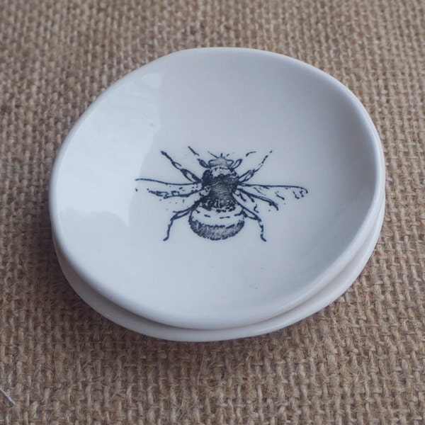 Handmade Porcelain Dish Set, Honey Bee by Mrs Peterson Pottery