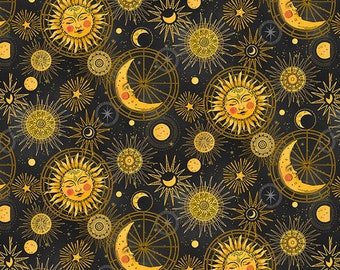 1/2 yard Celestial Galaxy by Color Pop Studio for Blank Quilting Moons, suns, and stars