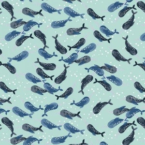 1/2 yard Cosmic Sea unicorn of the sea Blue Dream Pearlescent by Jessica Zaho for Calli and co from Cotton and Steel