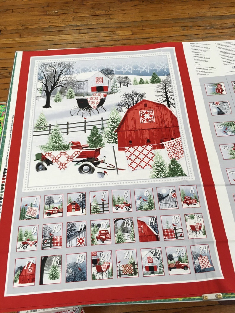Holiday Heartland from Henry Glass Gray/red Advent Calendar by Etsy