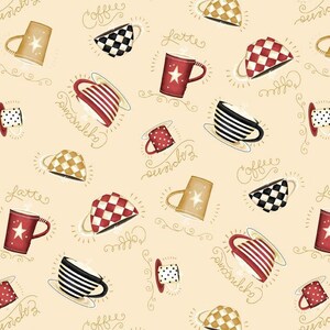 1/2 yard Coffee always by Lorilynn Simms for Wilmington Prints