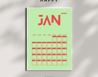 Calendário 2026 – Planejador Mensal Verde e Vermelho (PDF)