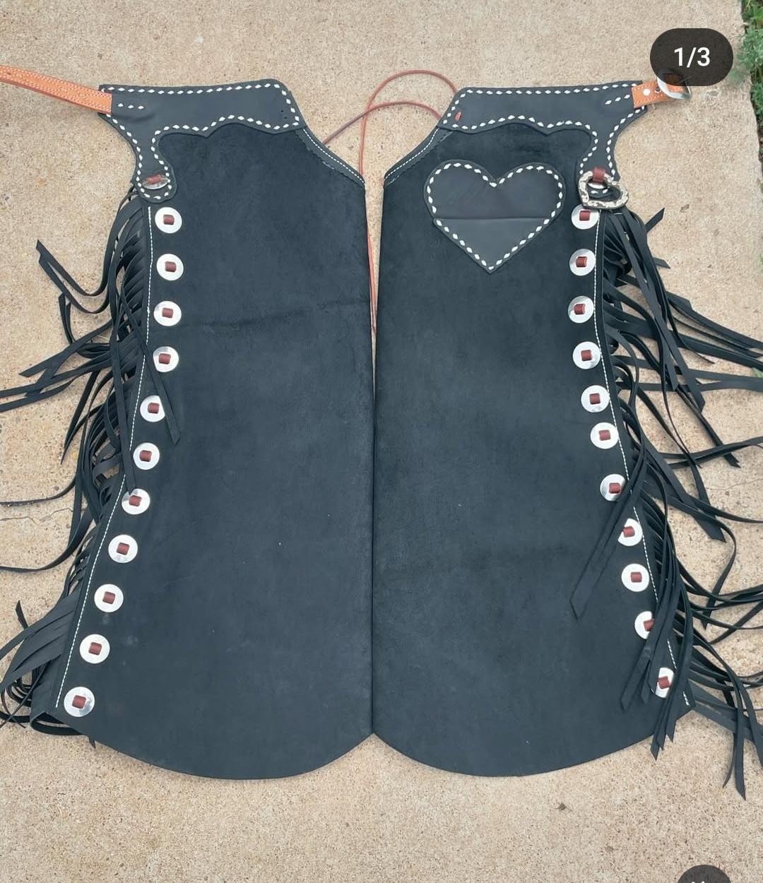 Grey Ranch Riding Chaps Leather Chinks Chap Black Suede Chap Western Cowgirl Style Chap Horse ...