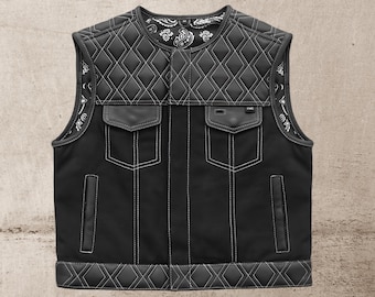 ブラックレザークラブベスト バイカーレザーベスト ブラック