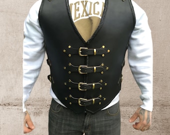 Leather Vest Biker Leather Vest Heavy Duty Club 3 MM Thick Leather Motorcycle Rider waistcoat Hand Made Men Vest Gifts For Men Gifts For Him