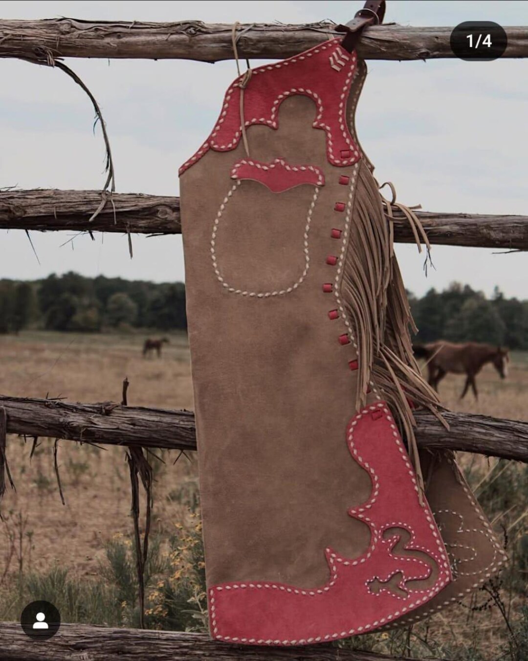 Leather Chinks Chap Brown Suede & Maroon Leather Chap Western Cowgirl ...