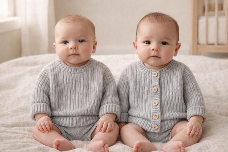 Baby Sweater Knitting Pattern | Mini Rib Pullover & Cardigan Set ...