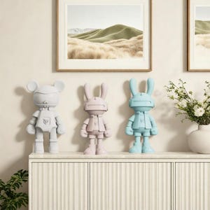 Adornos de oso modernos, decoraciones de dibujos animados, esculturas, decoración moderna para el hogar: accesorios kawaii populares para la sala de estar y la decoración del escritorio