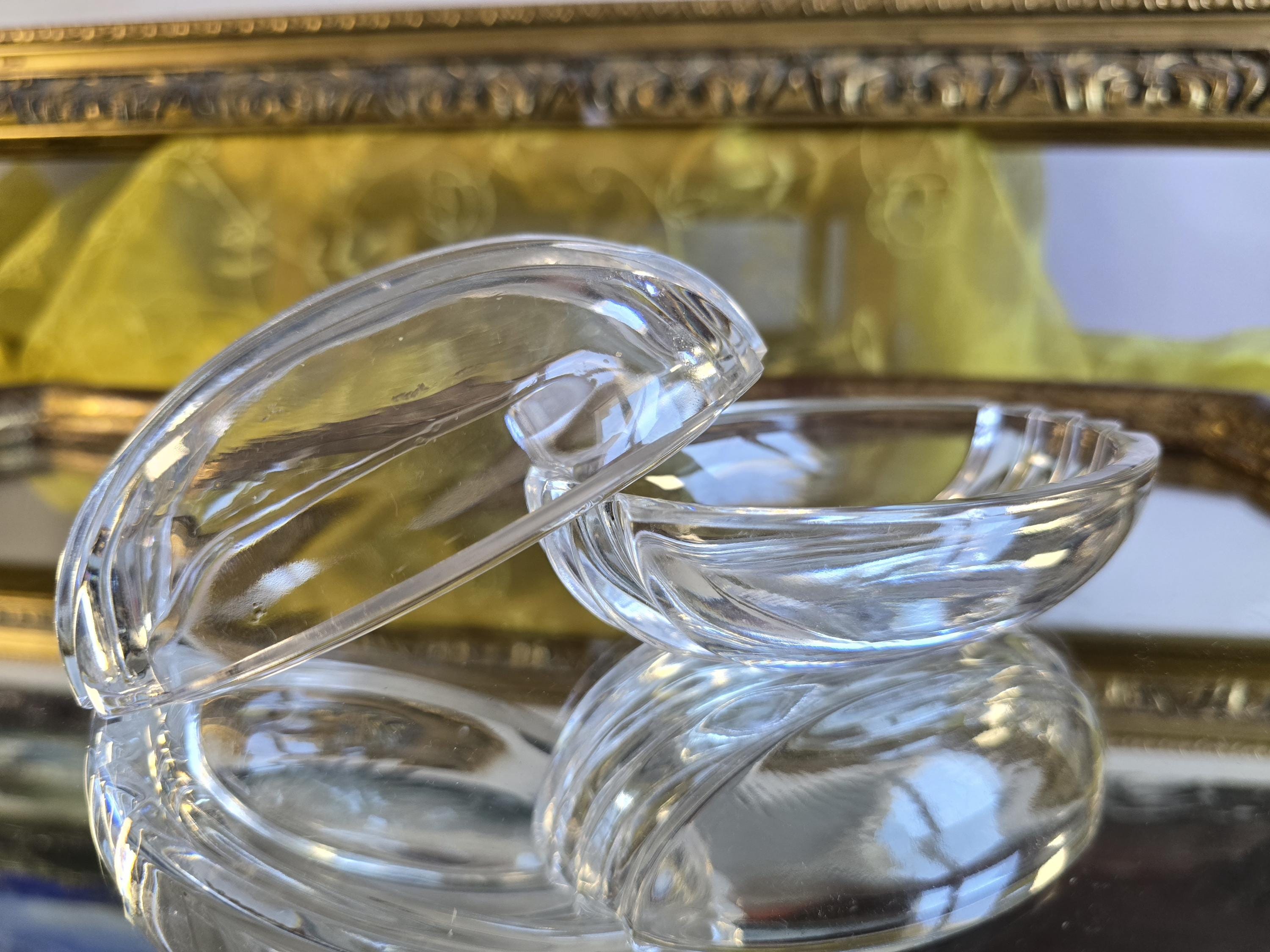 ヴィンテージクリスタルウォールナットの小物入れ - Etsy 日本