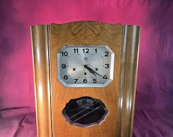 French Art Deco Wall Clock with Westminster Chime