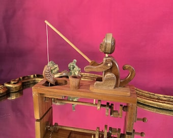 Wooden Fishing Cat Automaton