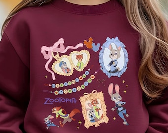 Coquette Bow Zootopia Swearshirt, Judy Hopps Sweatshirt, Nick Wilde Hoodie, Welcome To Zootopia Hoodie, Locket Zootopia Crewneck, 633854