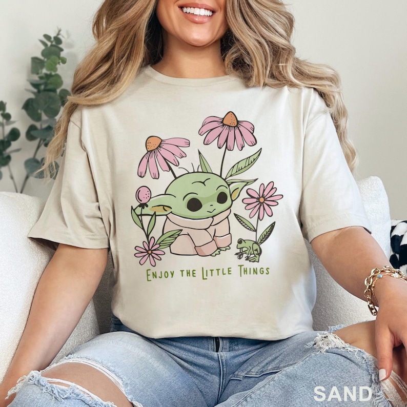 Disney Baby Yoda T-Shirt, Grogu Floral Design (Star Wars Tee) 632695 image 6