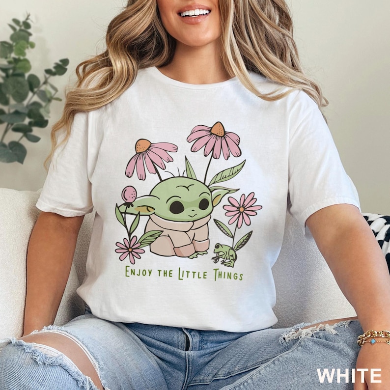 Disney Baby Yoda T-Shirt, Grogu Floral Design (Star Wars Tee) 632695 image 8