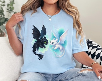 Toothless And Light Fury Shirt, Toothless Dragon Shirt, How To Train Your Dragon Shirt, Universal Dragon Matching Shirt 634484