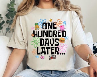 100 Days of School Shirt - SpongeBob Funny Celebration Tee 634364