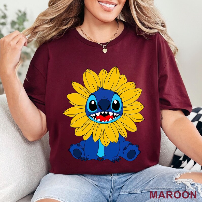Stitch Sunflower Shirt: Cute Disney Floral Tee 633548 image 6