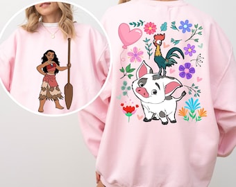Disney Moana Sweatshirt: Retro Pua and Hei Hei Floral - Cozy Hoodie 632368