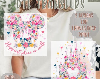 Disney Castle Heat Transfer - Happiest Place On Earth with Balloons