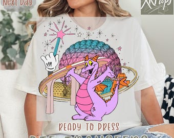 Disney Epcot Figment Heat Press Transfer, Disney DTF Transfers, Ready to Press, Direct to Film, High Quality Print, 630967