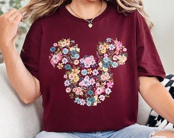 Disney Flower Mickey Minnie Shirt, Disney Garden Festival Shirt, Mickey Minnie Head Shirt, Floral Disney Shirt, Floral Disneyland Tee 632835