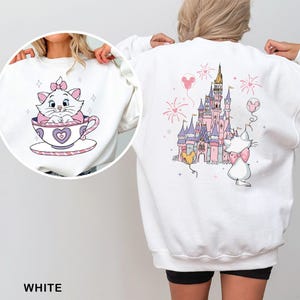 Marie Cat Tea Cup Party Sweatshirt, The Aristocats Disney Castle Sweatshirt, Disney Family Hoodie, Disneyland Cat Lady Crewneck, 632898 image 7