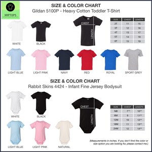 the sizes and colors of a t - shirt
