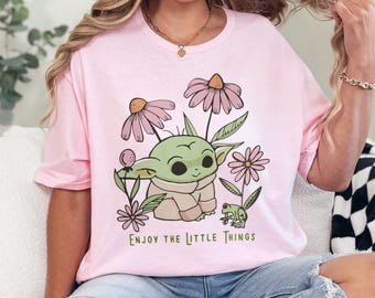 Disney Baby Yoda T-Shirt, Grogu Floral Design (Star Wars Tee) 632695