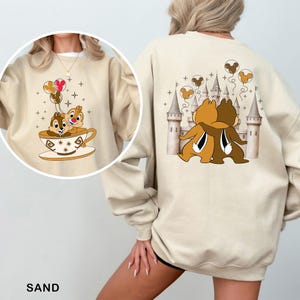Disney Chip and Dale Sweatshirt, Disney Castle Balloon Sweatshirt, Cute Matching Disneyland Hoodie, Tea Cup Disney Crewneck, 633546 image 6