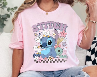 Disney Stitch Shirt: Floral Design - Soft Cotton Vacation Tee 633327