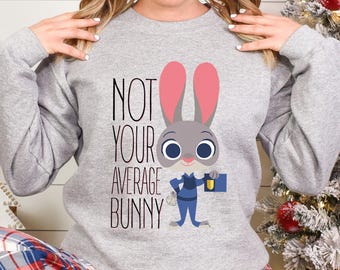 Disney Zootopia Judy Hopps Sweatshirt, Zootopia Not Your Average Bunny Sweatshirt,Disney Hoodie, Disneyland Zootopia Police Crewneck, 633860