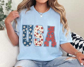 4th of July Shirt: Floral USA Print - Independence Day Style 631476