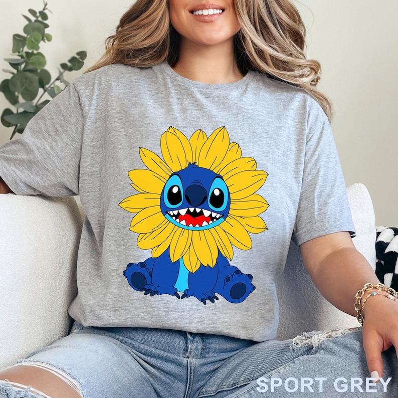 Stitch Sunflower Shirt: Cute Disney Floral Tee 633548 image 1