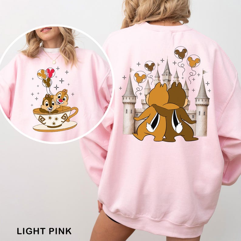 Disney Chip and Dale Sweatshirt, Disney Castle Balloon Sweatshirt, Cute Matching Disneyland Hoodie, Tea Cup Disney Crewneck, 633546 image 4