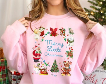 Merry Little Christmas Sweatshirt, Retro Christmas Sweatshirt, Christmas Hoodie, Trendy Holiday Sweatshirt, Cute Christmas Hoodie, 632307