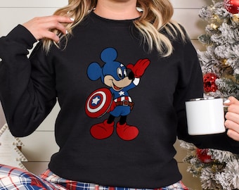 Superhero Mickey Sweatshirt, Captain America Mickey Sweatshirt, Avengers Mickey Hoodie, Superhero Mickey Hoodie, Captain Mickey 632472