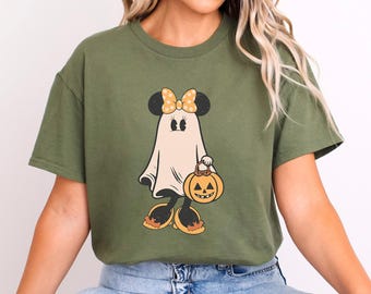 Mickey and Minnie Ghost Halloween Shirt - Disney Trick or Treat Tee 631911