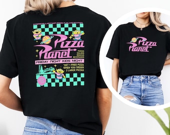 Disney Aliens Pizza Planet Shirt, Checkered Toy Story Tee (Unisex) 633542
