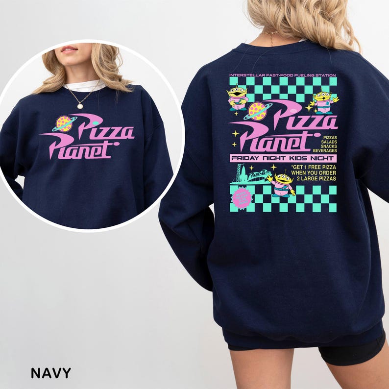 Pizza Planet Toy Story Sweatshirt, Disney Aliens Sweatshirt, Pizza Planet Hoodie,Toy Story Family Hoodie, Funny Disney Pizza Crewneck 633542 image 3