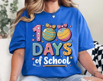 100 Days of School Shirt, Cute Bows, Celebration Tee (Student & Teacher) 634408
