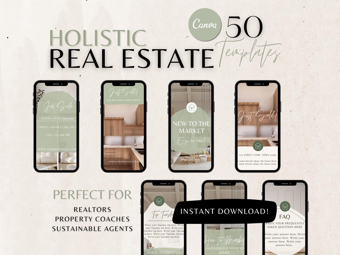Real Estate Canva Templates | Luxury Realtor Branding Kit | Holistic ...