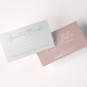 Bearbeitbare Termin Karten Vorlage, Zart Rosa Feminin Chic DIY Business Branding Printable Sofort Download Minimalistische Einlage Karte T6