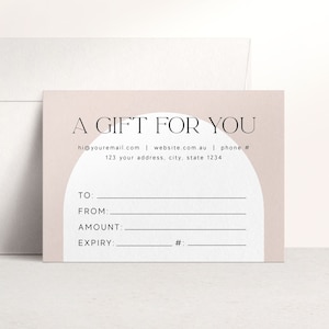 Plantilla de tarjeta de regalo, DESCARGA EDITABLE Imprimible, Descarga instantánea personalizable, Certificado de vale de regalo empresarial, Arch Business Branding T3