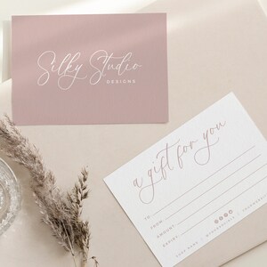 Blush Pink Gift Card Template, Chic Calligraphy Editable Printable Gift Voucher Coupon DIY Small Business Branding Minimal A Gift For You T6