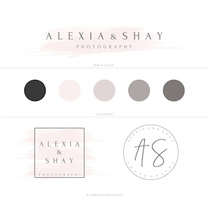 Diseño de logotipo de acuarela Marca de fotografía, diseño de logotipo prefabricado, marca de diseño de logotipo personalizado, logotipo de belleza instantánea y tarjeta de visita personalizada