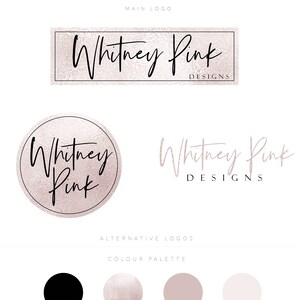 Roségold Fotografie Logo Branding Kit, Blush Hochzeitsfotograf Marketing Set, Metallic Logo, Vorgefertigtes Kalligraphie Logo Wasserzeichen