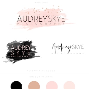 Diseño de logotipo de acuarela Marca de fotografía, diseño de logotipo prefabricado, marca de diseño de logotipo personalizado, logotipo de belleza instantánea y tarjeta de visita personalizada